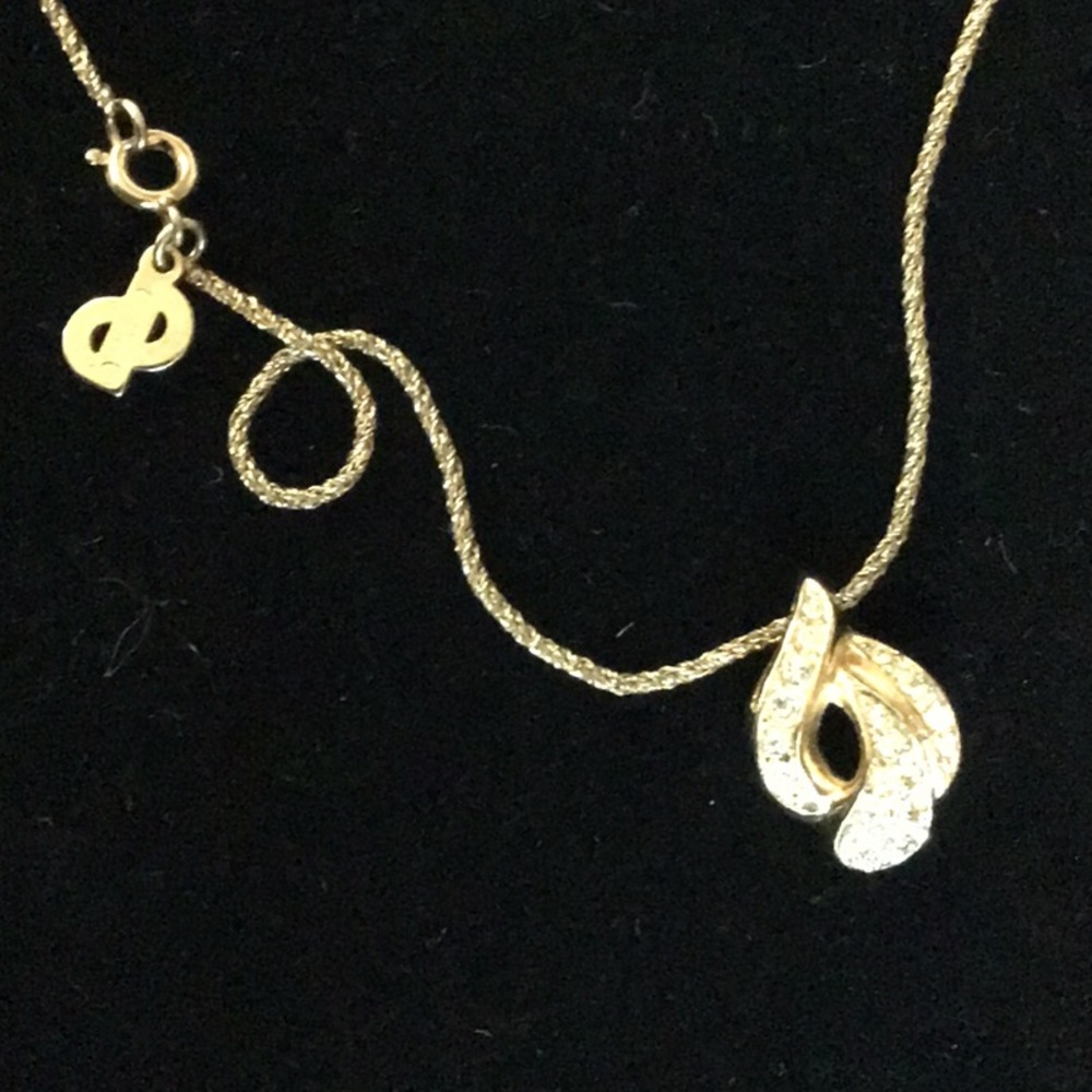 Dior Gold Plated Necklace with Rhinestones on Pendant